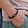Простой Стиль Натуральный Камень Браслет с Бусинами с Стальной Лягушкой-Бульдогом Лапой Для Мужчин Винтажный Тигровый Глаз Лавовый Камень Браслет