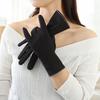 1 Pair Winter Women Full Finger Gloves Touch Screen Warm Thick Velvet Gloves Outdoor Cycling Cold Weather Thermal Gloves