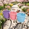 Kids Bike Basket Woven Imitation Rattan Bicycle Handlebar Basket Front Storage Basket for Kids Bike Scooter Toys Snacks Drinks