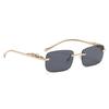 Dervin Leopard Decorated Arms Rimless Rectangle Sunglasses for Men and Women