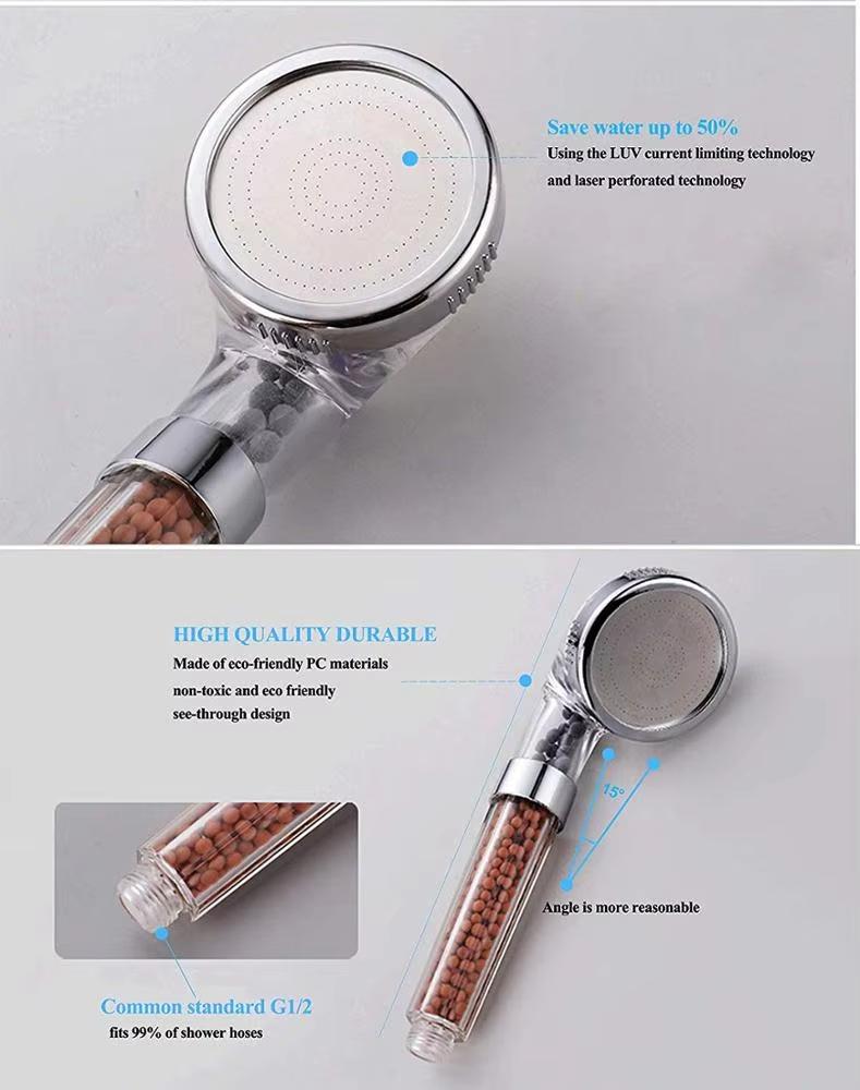 Ionic Handheld Showerhead High Pressure Water Saving Modern Style Filter Hand Shower Head for Hotel Project