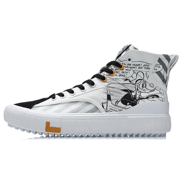 Li Ning Классические Высокие Кеды из Холста X Disney 'Бело-Черный' AGCR179-3