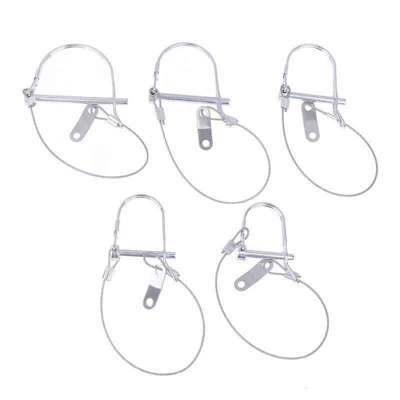 1Pc Stainless Steel Round Arch Wire Shaft Lock Pin With Anti-Lost Rope Coupler Pins Retainer For Farm Trailer Wagon Lawn Garden