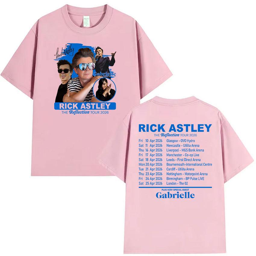 Rick Astley The Reflection Tour 2026 Print T Shirt Unisexs Vintage Fashion Cotton Short Sleeve Tshirts Hip Hop Clothing Tshirt