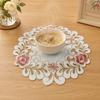 Fabric Placemat, with Hollow Embroidery Round Coasters, Foldable Protection from Heat Stains And Scratches Table Mat for Kitchen