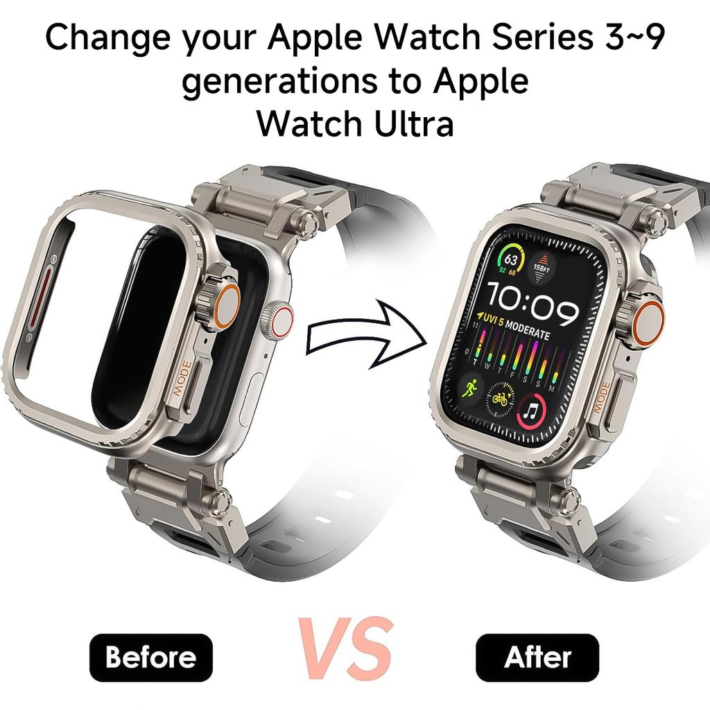 Металлический бампер-чехол для Apple Watch 45 мм 44 мм Защитная рамка-крышка для iWatch Серии 11 10 9 8 7 6 5 4 SE Превратить в Ultra 2 49 мм