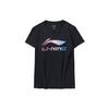 Li Ning Sports Fashion Series Large Logo Print Round Neck Pullover Short Sleeve T-Shirt Women T-Shirts Black AHSP302-2