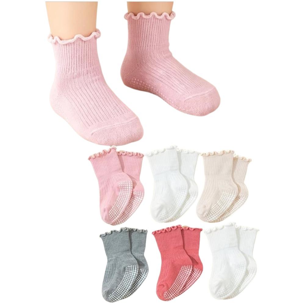 6 Pairs 6 Pairs Pack Anti-Slip Socks Breathable Fabric Toddler Socks Indoor Activities