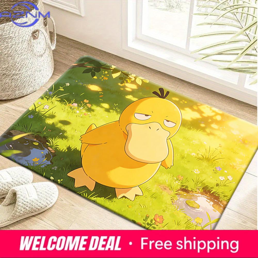 Psyduck Cartoon Print Non-slip Doormat, Soft Absorbent Floor Rug for Home Decor