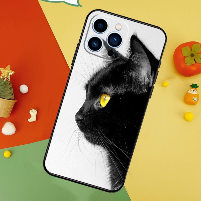 Черный кот с пристальным взглядом Чехол для телефона Для iPhone 17 Pro Max 16 15 14 13 12 11 Pro Max Plus 12 13 Mini 16e 17 Air Чехол