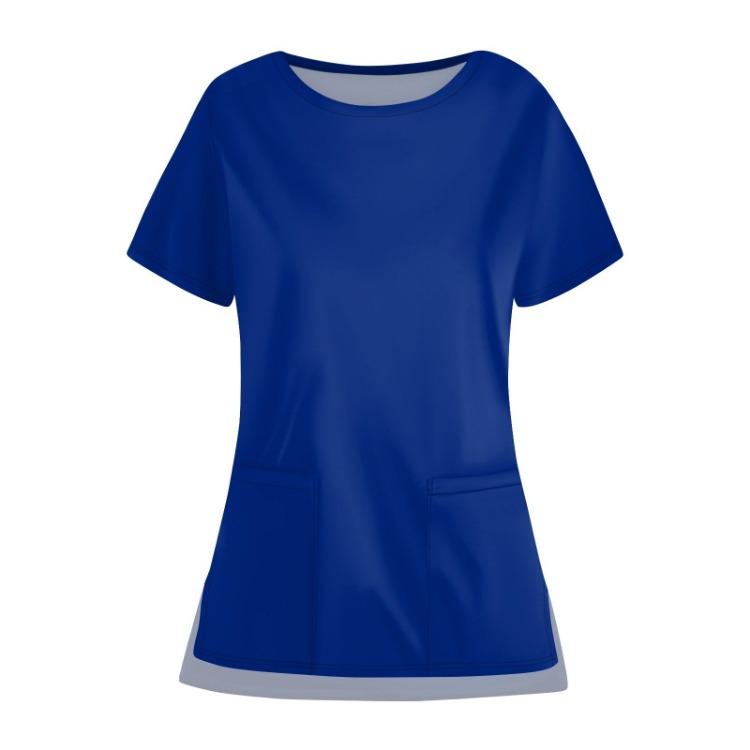 Женский повседневный однотонный топ с карманом, рабочая униформа, круглый вырез, открытый низ, защитный