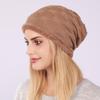 Women's Pleated Plush Pullover Autumn Winter Knitted Checker Moon Baby Ear Protection Warm Woolen Hat