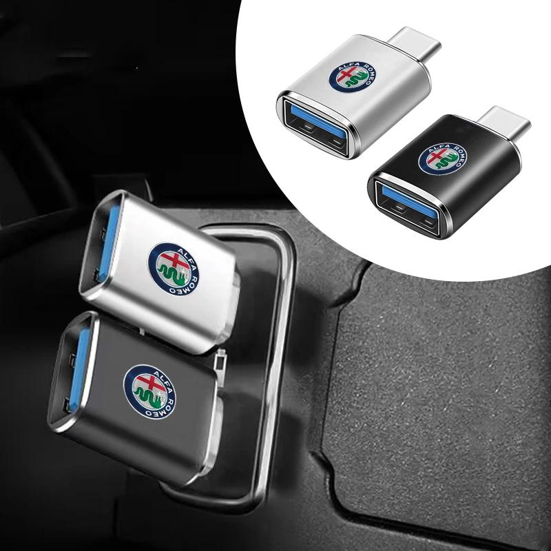 Car Type-C To USB-A Interface Mini Converter Charging Adapter For Alfa Romeo 159 Giulietta 156 147 Giulia Mito GT Stelvio SpiderGF8