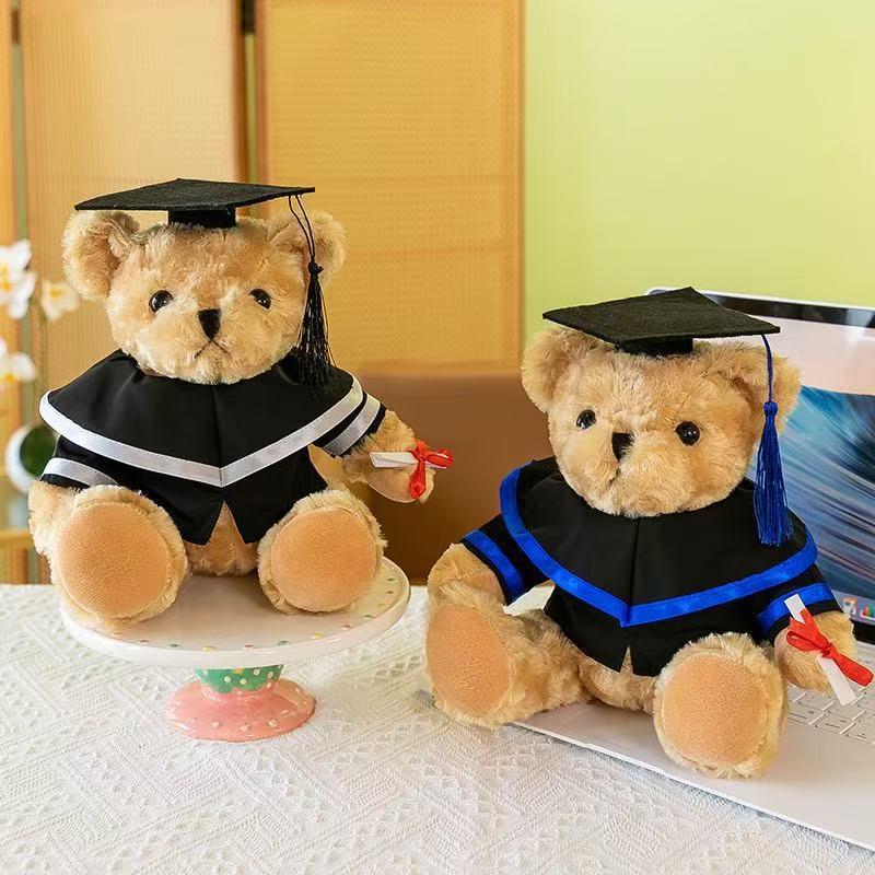 30cm Plush Bear Graduation Costume, Multi-color Doll Graduation Gown & Cap Decorative Accessories