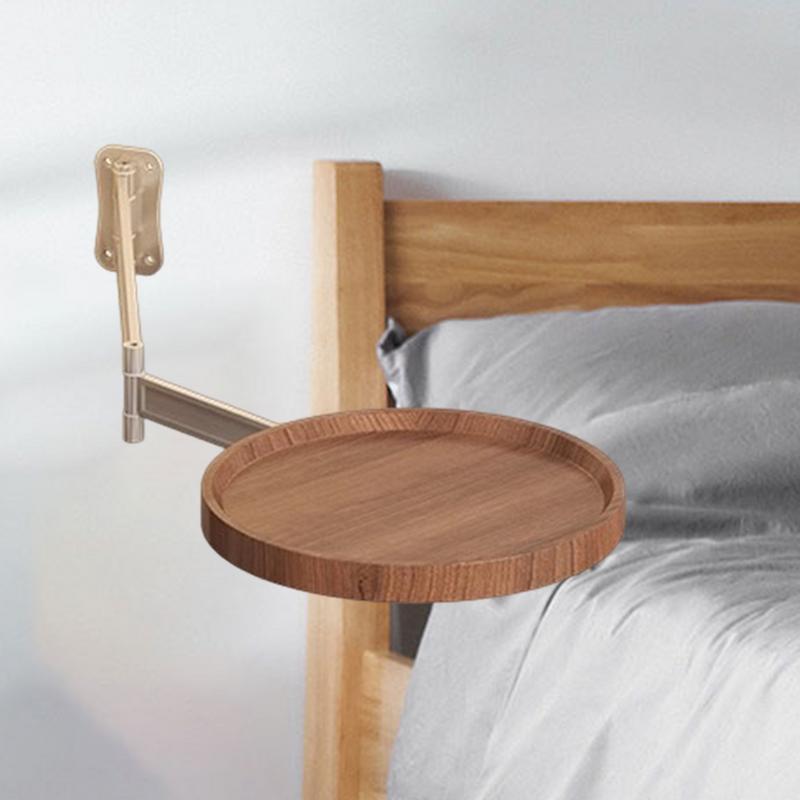 Настенный Складной Придиванный Столик Вращающийся Складной Кофейный Столик с Выдвижной Полкой Панелью Прикроватный Подвесной Придиванный Столик