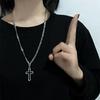 Черный кулон-крест с кристаллами Иисус, чокер-ожерелье для женщин, панк, винтаж, двухслойная цепочка, бохо-украшение, модные подарки для вечеринок