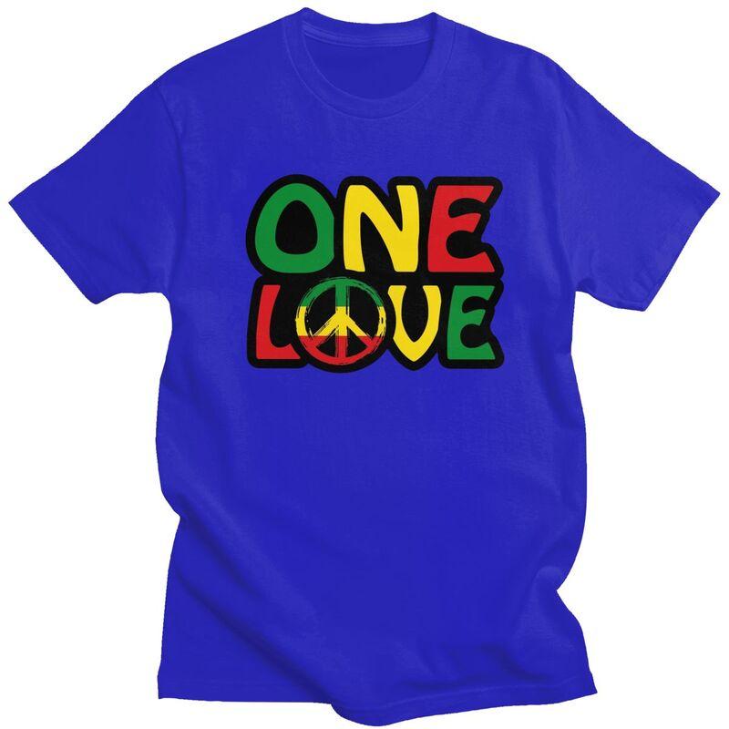Мужская футболка на заказ ONE LOVE с символом мира, повседневная футболка, одежда в стиле ямайского регги