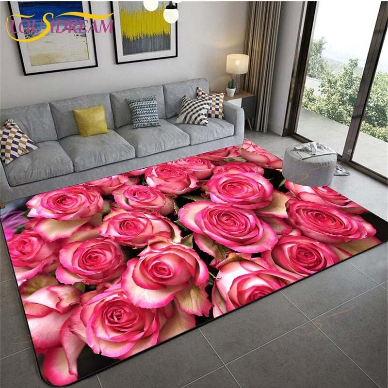 Золотые/красные розы, цветы, 3D-печать, ковры, свадебный декор, большие коврики, ковер на День святого Валентина, домашний большой ковер, подарок для комнаты девушки, напольный коврик