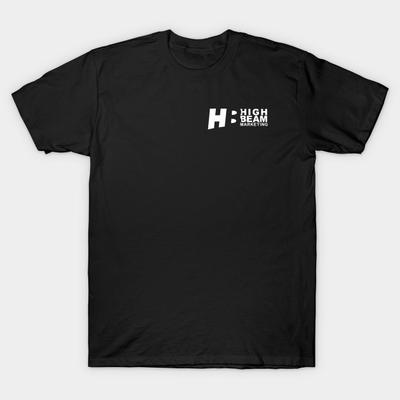 Мужская черная футболка с принтом Белый логотип Hbm 3 (На груди) Хлопковая футболка с термотрансферным принтом без вырезки