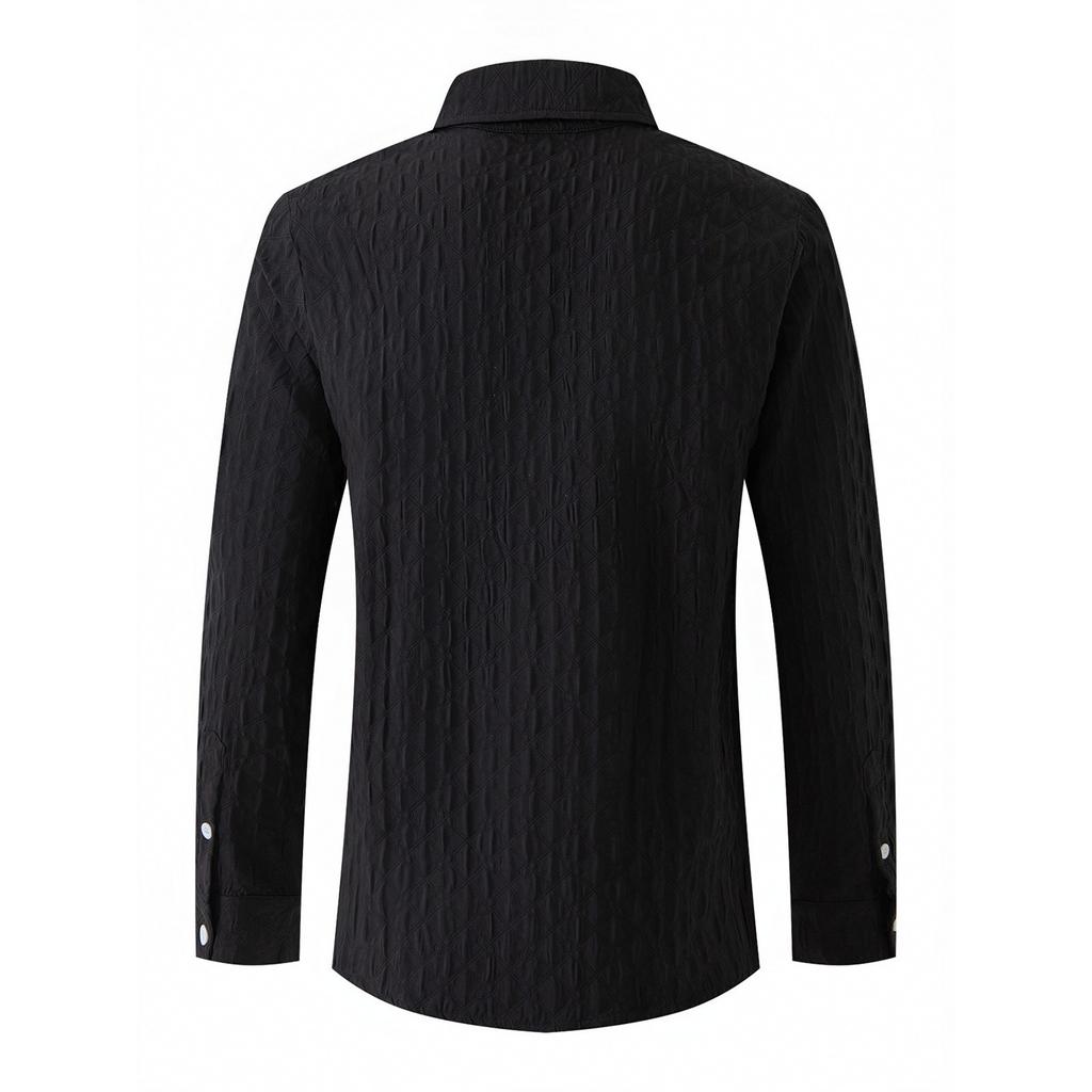 Мужская однотонная рубашка с длинным рукавом и лацканами, мужская повседневная однобортная рубашка в клетку с длинным рукавом