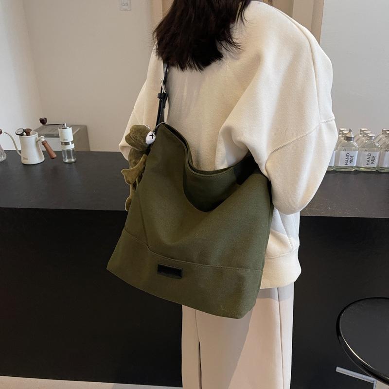 Casual Commuting Large-capacity Canvas Bag Women's 2025 New Fashion Shoulder Messenger Women's Bag College Student Tote Bag