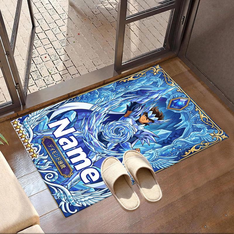 Custom Name Personalized Saint Seiya Print Carpet, Versatile Home Decor Rug, for Playroom, Apartment, Balcony, Entryway, Hallway Gift