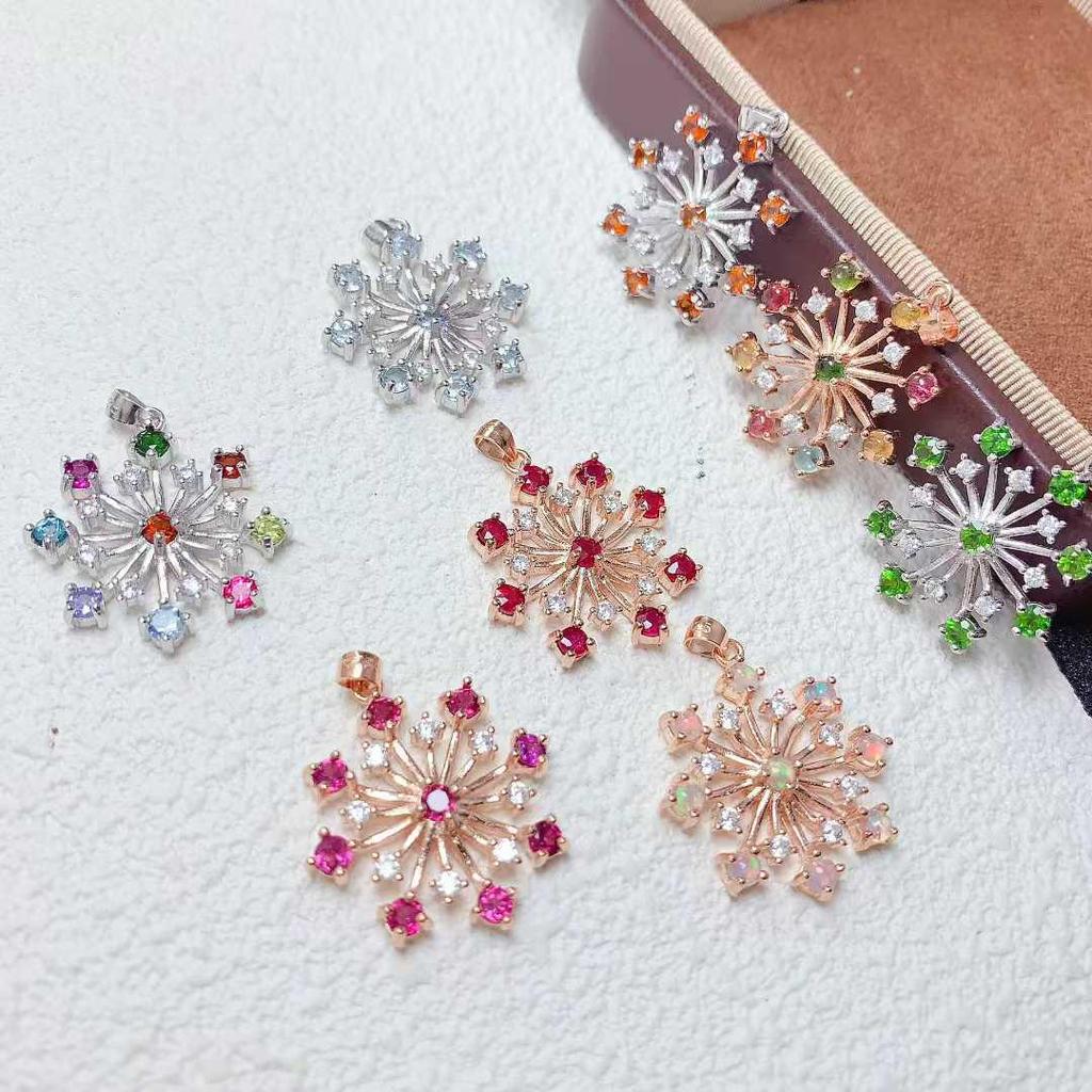 Ожерелье с опалом и инкрустацией из серебра 925 пробы - Европейский/Американский дизайн 'Сверкающий фейерверк'