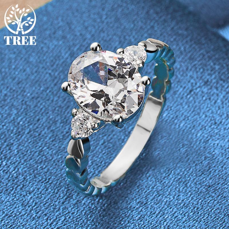 Ювелирные изделия из стерлингового серебра 925 пробы с большим цирконом AAA