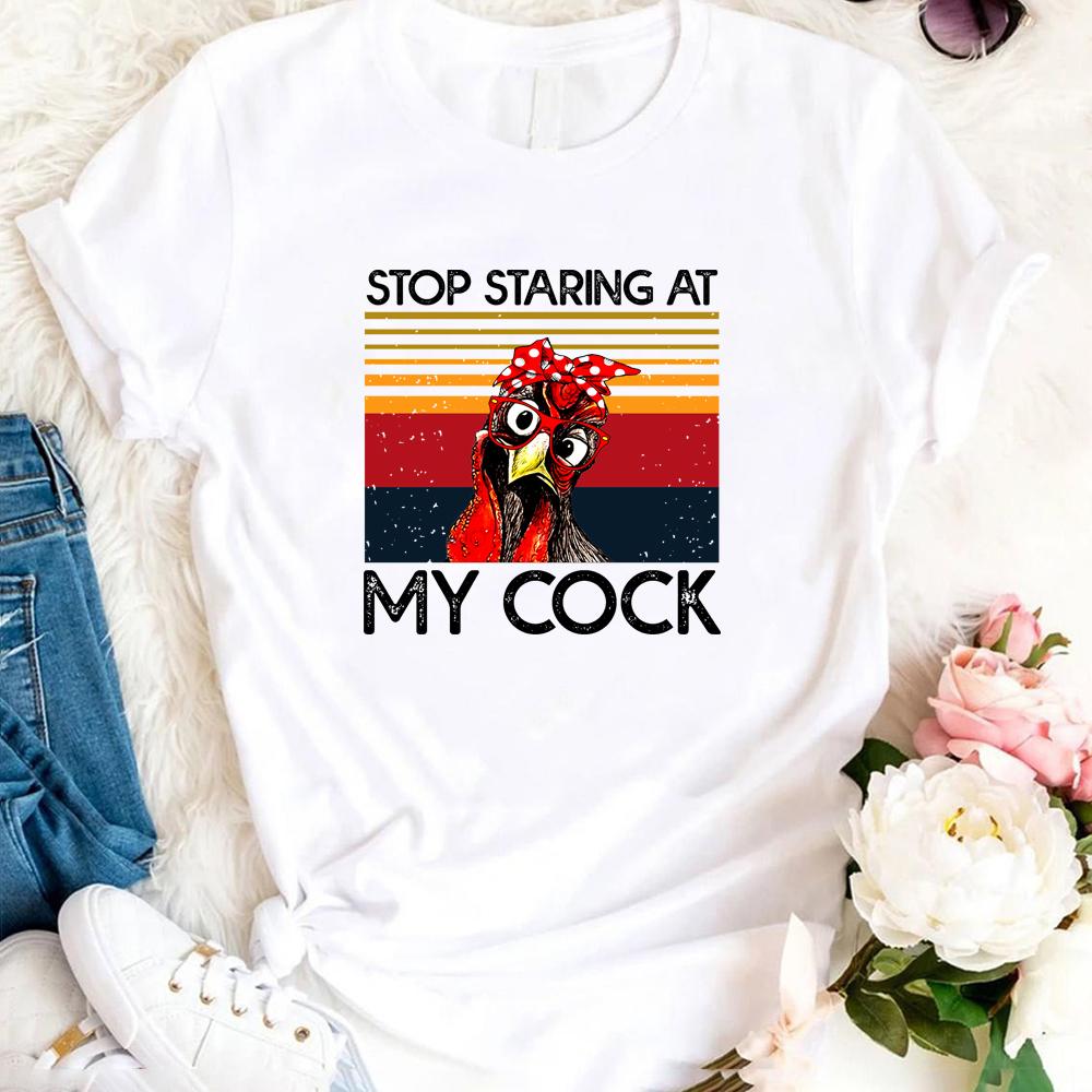 Stop Staring At My Cock Shirt Funny Chicken TShirt Humor Rooster Shirt Thanksgiving Tshirt Unisex Party Tops Novelty Gift