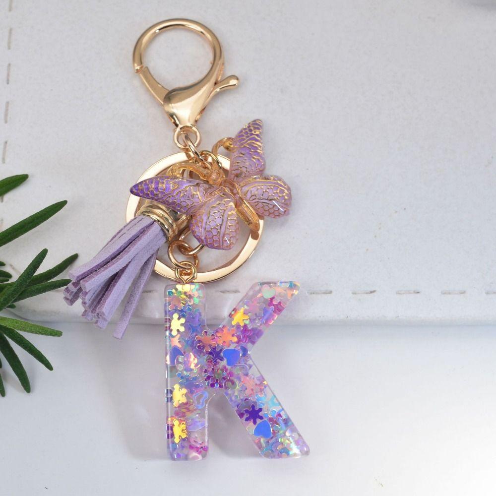 Инициалы алфавита фиолетовые снежинки брелок с буквами от А до Я 26 брелок с алфавитом подарки на день рождения
