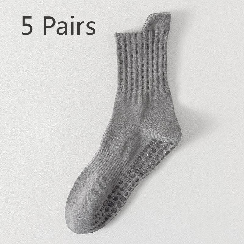 5 Pairs of Full Palm Silicone Non-slip Sports Men's Socks Non-slip Shock-absorbing Running Fitness Sweat-absorbing Breathable Boneless Cotton Socks