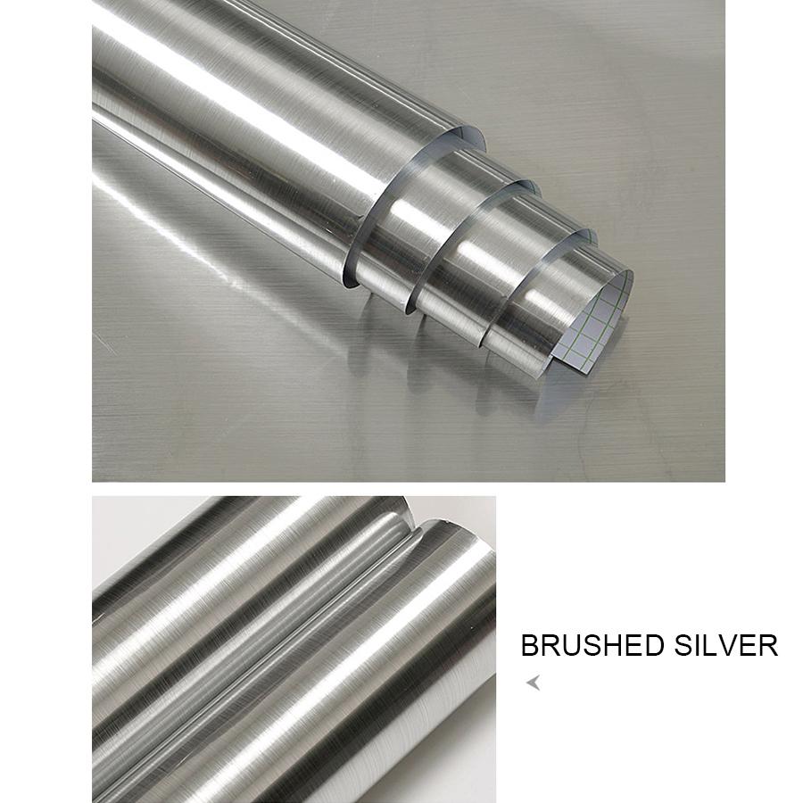 Толстые самоклеящиеся обои с отделкой под шлифованный / зеркальный металл, наклейки для ремонта старой электрики, водонепроницаемая металлическая липкая бумага для мебели и столешниц