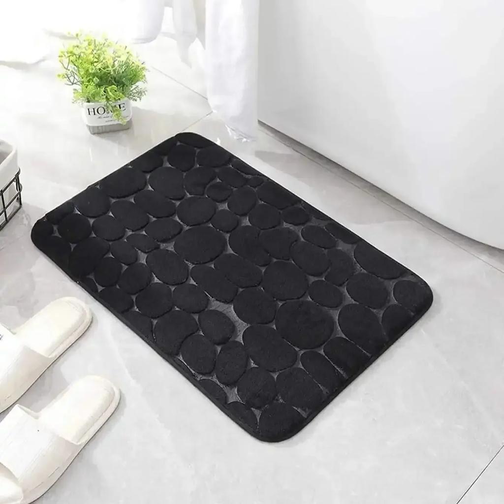 3D Non Slip Bathroom Mat Cobblestone Embossed Bath Mats Absorbent Doormat Carpet Door Floor Mats Machine Washable Quick Drying