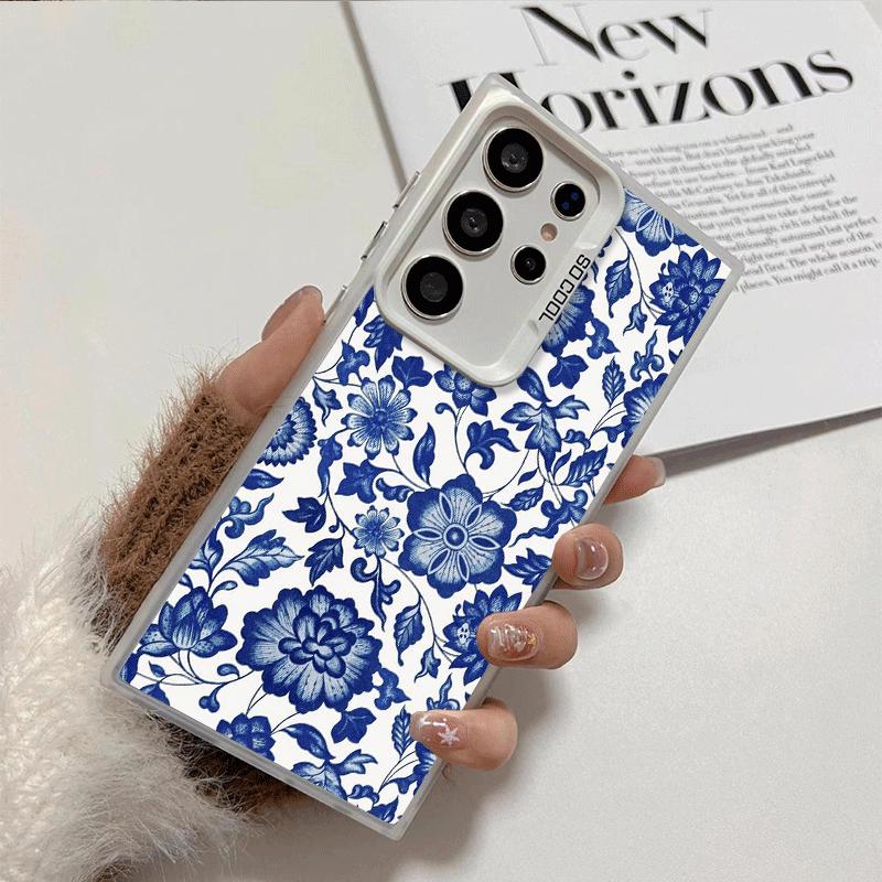 Ударопрочный чехол для телефона с узором из сине-белого фарфора для Samsung Galaxy S26 Edge S25 Ultra S24 FE S23 Plus S21 Защита от падения
