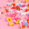 Children Fashion Candy Color Resin Rings Cute Cartoon Adjustable Finger Ring Jewelry Toy