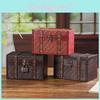 Car Wooden Storage Organizer Lockable Medicine Box With Retro Password Woven