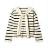 New Laid-back Striped Knitted Sweater for Women In Autumn and Winter, Loose and Versatile Sweater Coat, Shawl and Two Pieces