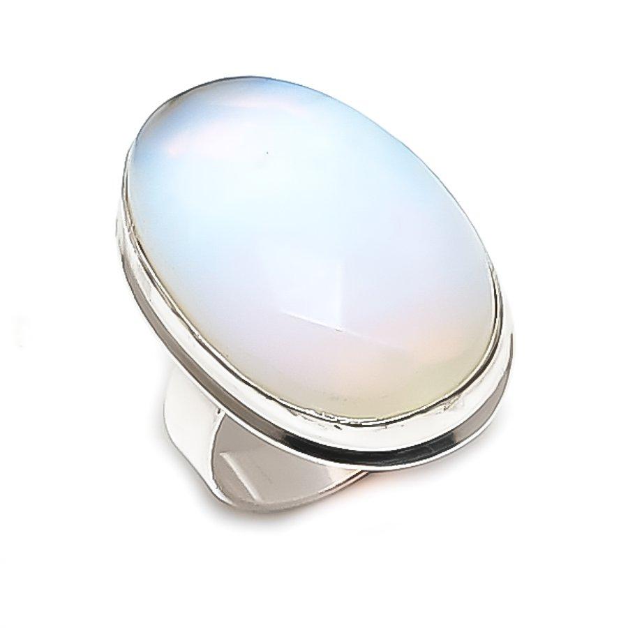 Milky Opal Gemstone 925 Sterling Silver Jewelry Ring Size 8.5