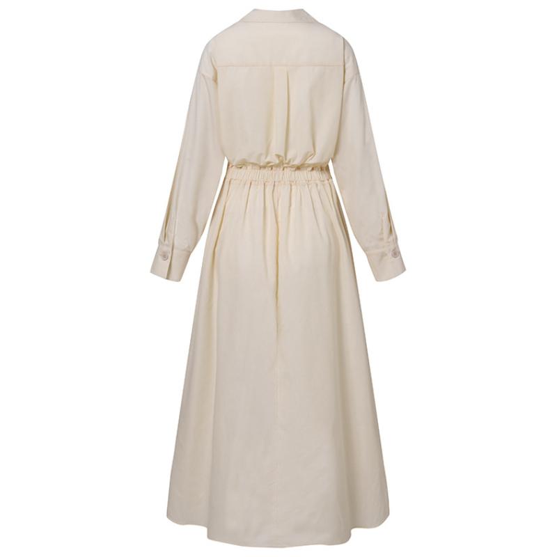 2026 Новое женское платье-туника из хлопка и льна, Платье-кардиган в стиле рубашки с завышенной талией и поясом, в стиле колледжа, Свободный крой, на пуговицах, средней длины