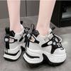11CM Women Platform Sneakers Lace Up Sports Dad Shoes High Top Chunky Casual Shoes Woman Thick Bottom Mesh White Shoes