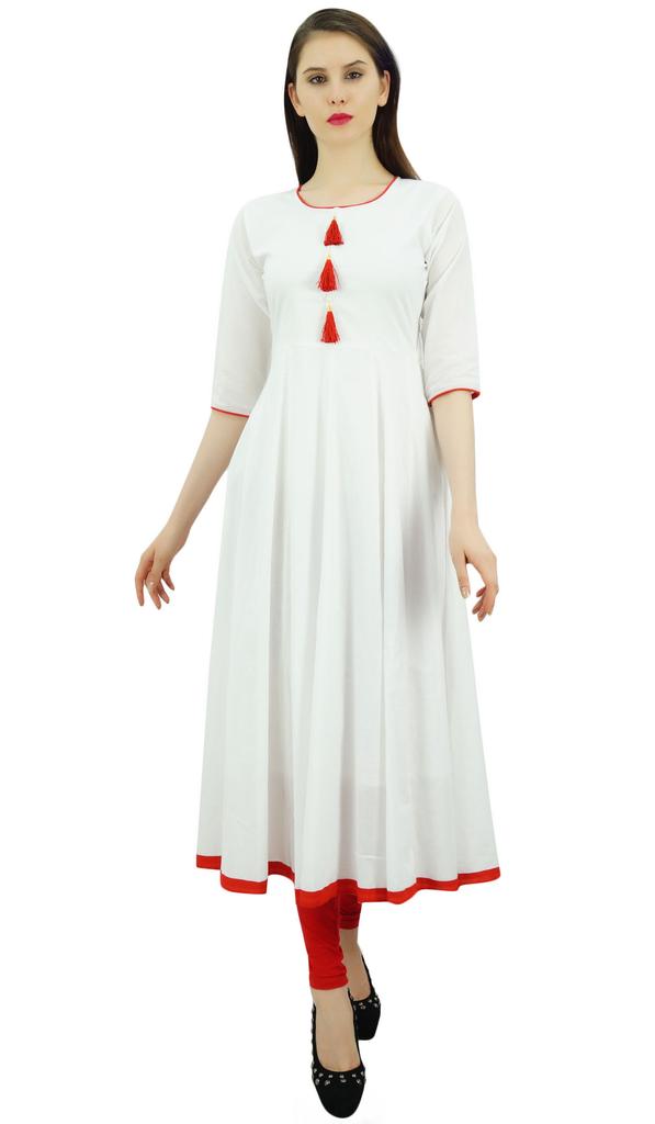 Bimba Женское дизайнерское этническое платье-курти Anarkali Kurta с кисточками