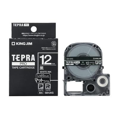 King Jim Tepra PRO Картридж с лентой Матовая этикетка 12мм Буквы 8м SB12KS [Оригинал] Черный/Белый