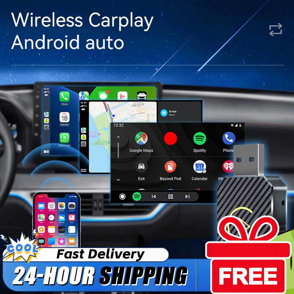 Проводной в Беспроводной CarPlay/Android Auto Адаптер 2-в-1 Bluetooth 5.0 USB Plug-and-Play Автоматическое подключение Обновление OTA CarPlay AI Box
