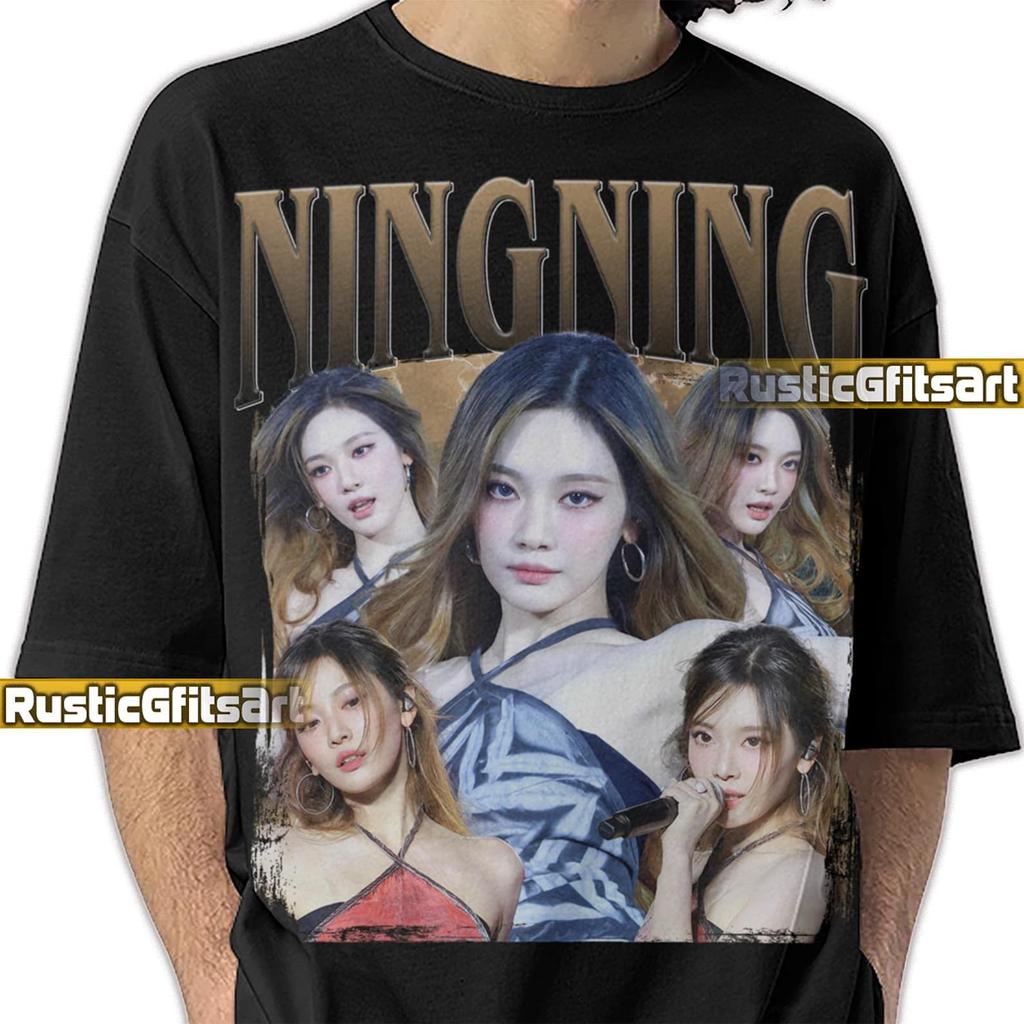 ФУТБОЛКА NINGNING AESPA, Концертная футболка Ningning Aespa, Ретро-мерч тура Ning Yizhuo (bootleg), Aespa My K-Pop Girlband, Подарок фанату, футболка с принтом