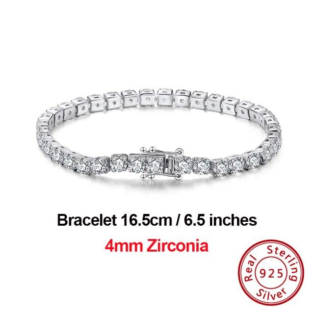 4mm Round Cut Tennis Bracelet In 925 Sterling Silver White Gold Woman Men Bracelets Bangle Jewelry Hand Chain Sb94