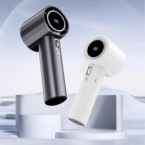 Handheld Cooling Fan 100-Speed Adjustable LCD Display USB Rechargeable Cooler Fan Summer Portable