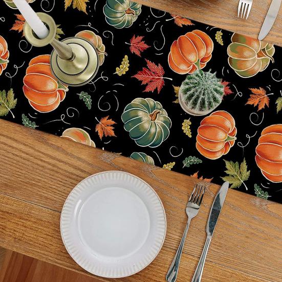 Дорожка для стола на День благодарения с принтом тыквы и подсолнуха, устойчивая к пятнам, многоразовая защита стола, украшение
