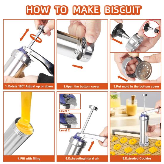 Пресс для печенья из алюминиевого сплава с дисками и насадками Легко сжимаемый прибор для приготовления печенья Безопасно для мытья в посудомоечной машине