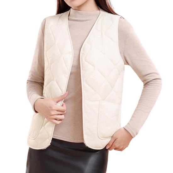 Женский зимний жилет с V-образным вырезом, без рукавов, однобортный, пальто-жилет с карманами, однотонный