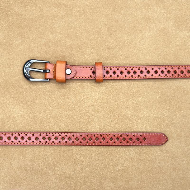 Женский полый кожаный ремень, женский повседневный универсальный ремень из коровьей кожи